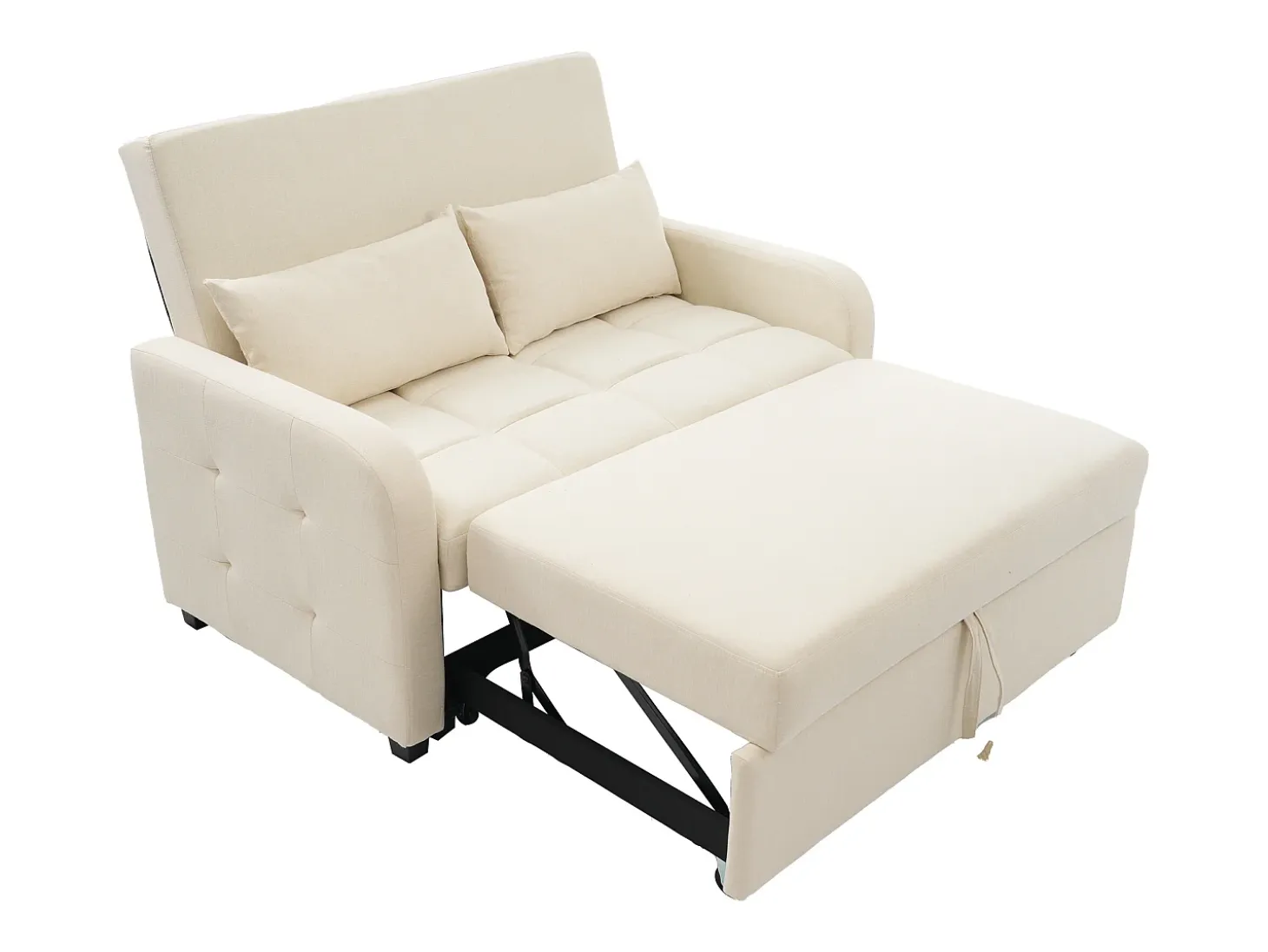 Sofá convertible 127x75x94 cm - Respaldo ajustable - Incluye 2 cojines - Beige