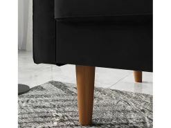 Sofá de 2 a la plantilla - con 2 cojines - en terciopelo - Pies de madera - para dormitorio, sala de estar - 142x76x69cm - negro