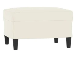 Sofá de 3 lugares com apoio de pés 180 cm veludo cor creme