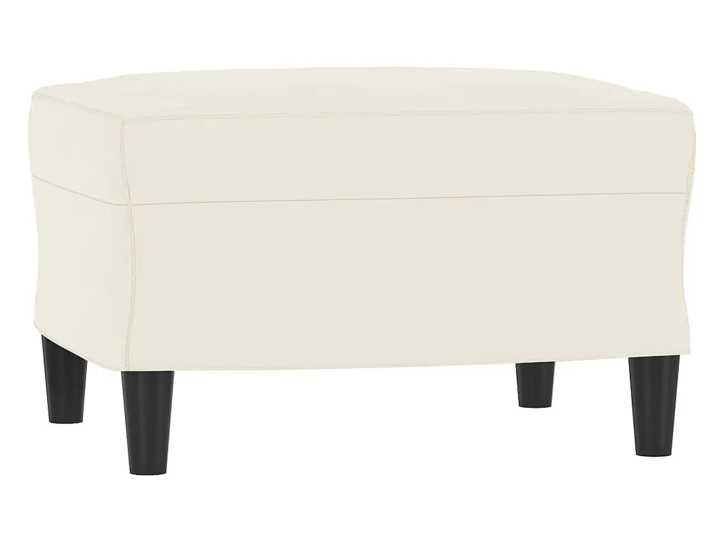 Sofá de 3 lugares com apoio de pés 180 cm veludo cor creme