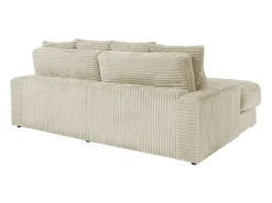 Sofá de 3 plazas con asiento profundo en pana gruesa beige CALAZO