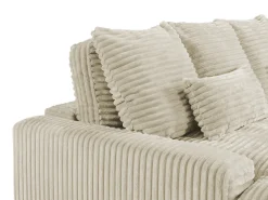 Sofá de 3 plazas con asiento profundo en pana gruesa beige CALAZO
