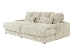 Sofá de 3 plazas con asiento profundo en pana gruesa beige CALAZO