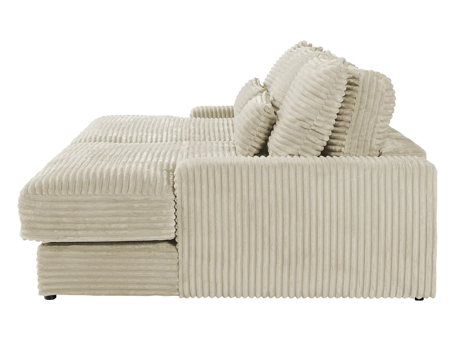 Sofá de 3 plazas con asiento profundo en pana gruesa beige CALAZO