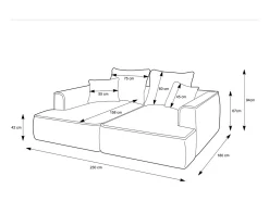 Sofá de 3 plazas con asiento profundo en pana color topo diseño PINETA