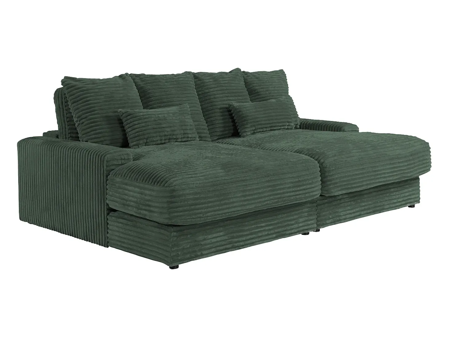 Sofá de 3 plazas con asiento profundo de pana color verde pino CALAZO