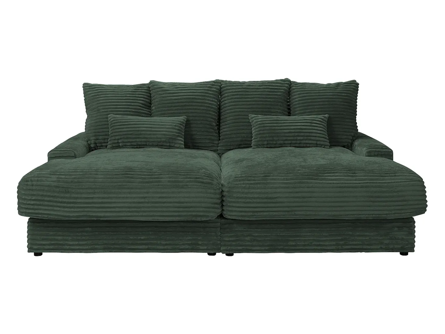 Sofá de 3 plazas con asiento profundo de pana color verde pino CALAZO