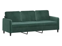 Sofá de 3 plazas con cojines terciopelo verde oscuro 180 cm