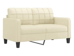 Sofá de 2 plazas con cojines cuero sintético color crema 140 cm