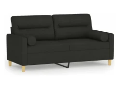 Sofá de 2 plazas con cojines tela negro 140 cm