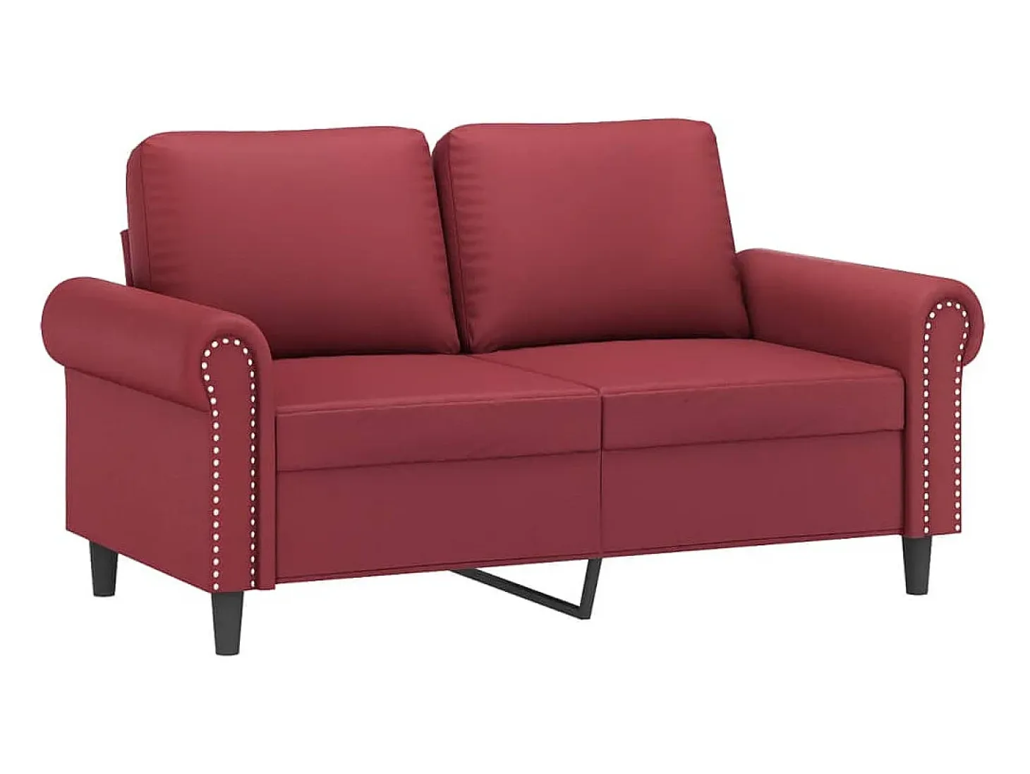 Sofá de 2 plazas con cojines cuero sintético rojo tinto 120 cm