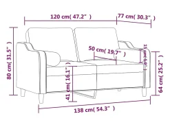 Sofá de 2 plazas con cojines tela gris claro 120 cm