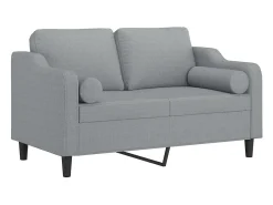 Sofá de 2 plazas con cojines tela gris claro 120 cm