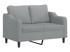 Sofá de 2 plazas con cojines tela gris claro 120 cm
