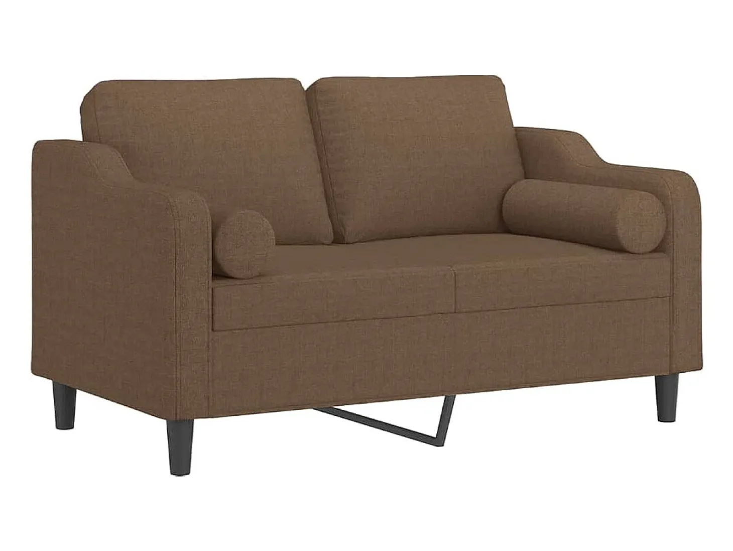 Sofá de 2 plazas con cojines tela marrón 120 cm