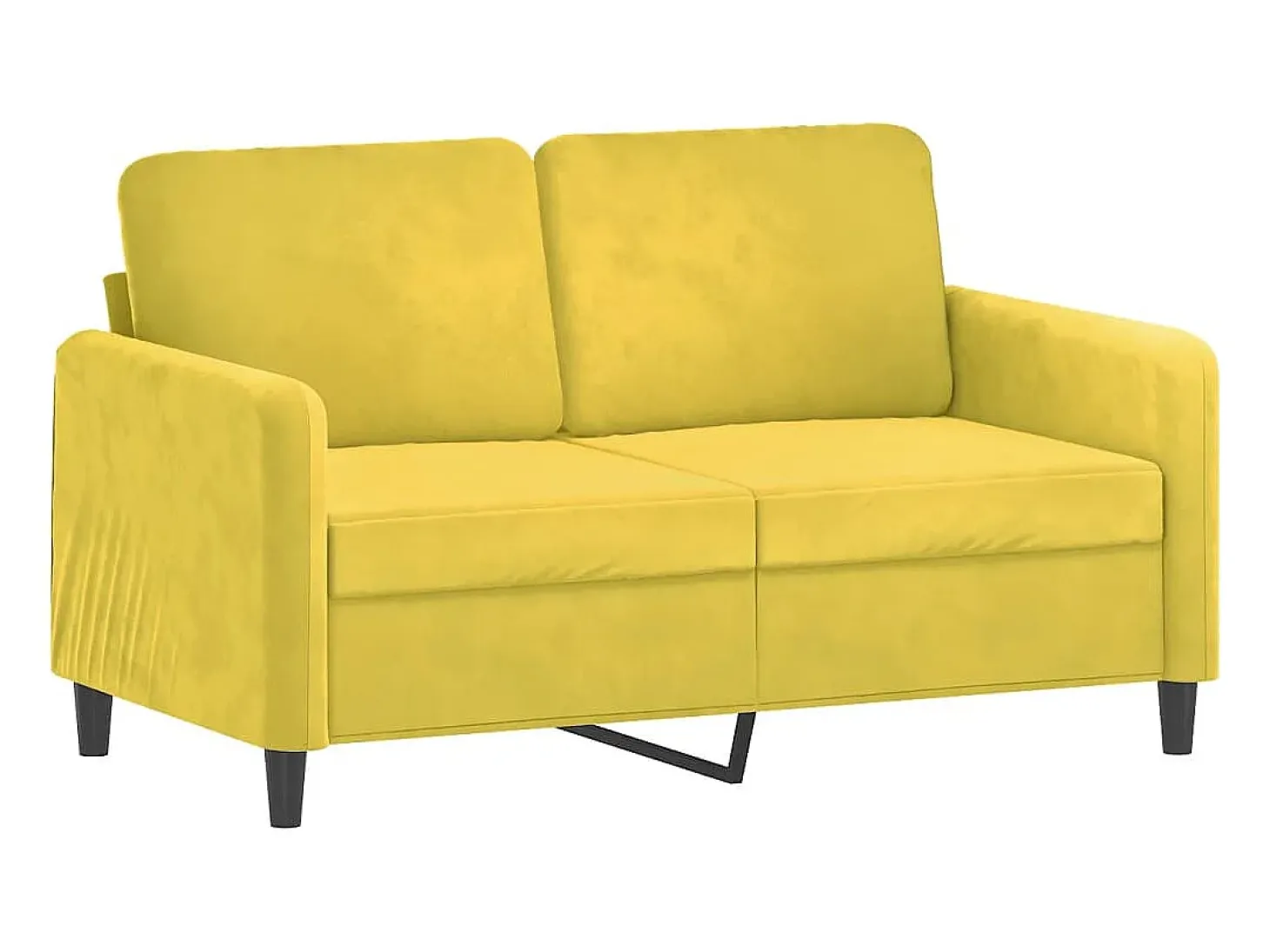 Sofá de 2 plazas con cojines terciopelo amarillo 120 cm