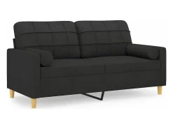 Sofá de 2 plazas con cojines tela negro 140 cm