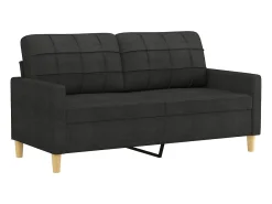 Sofá de 2 plazas con cojines tela negro 140 cm
