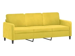 Sofá de 3 plazas con cojines terciopelo amarillo 180 cm