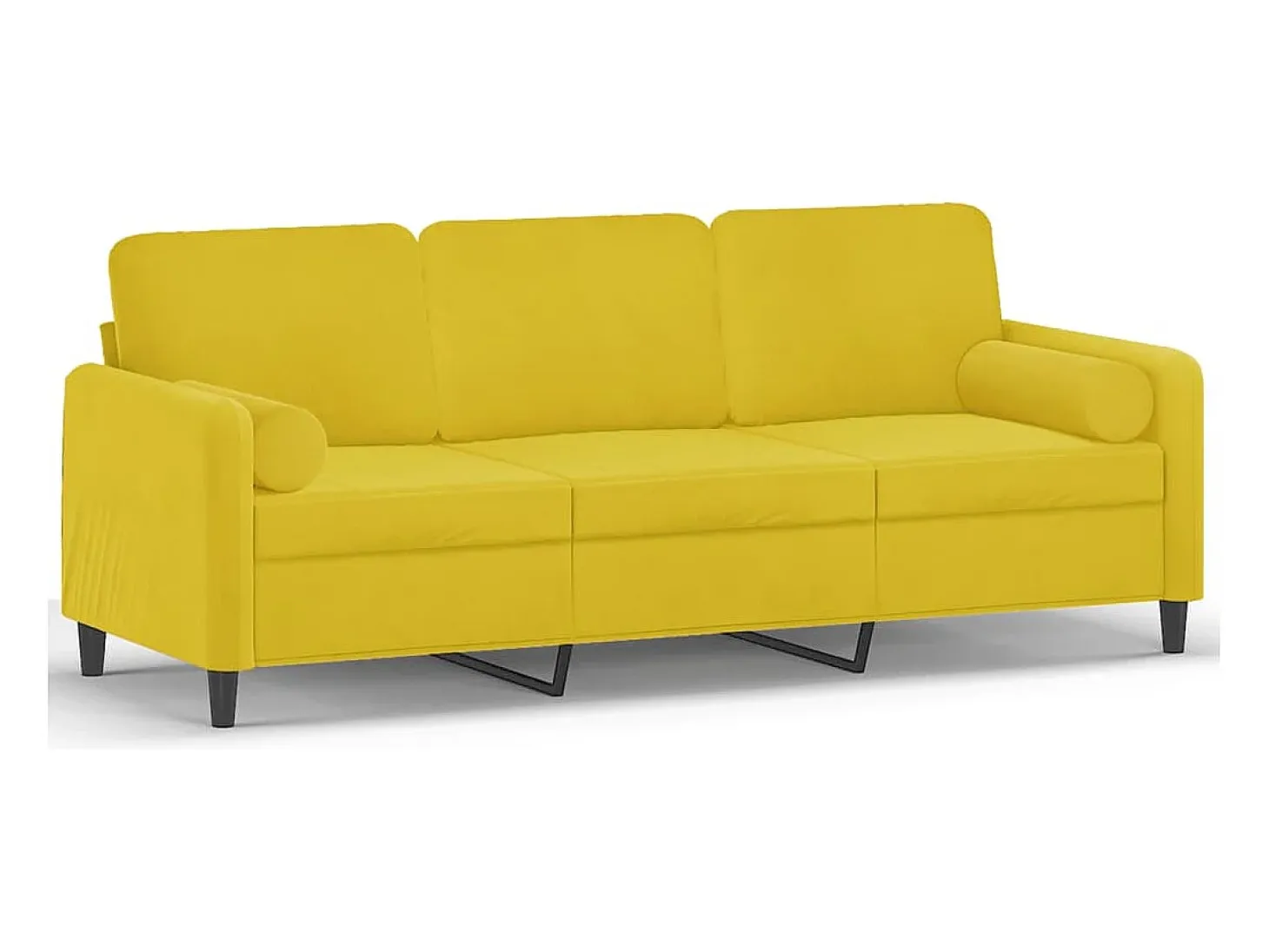Sofá de 3 plazas con cojines terciopelo amarillo 180 cm