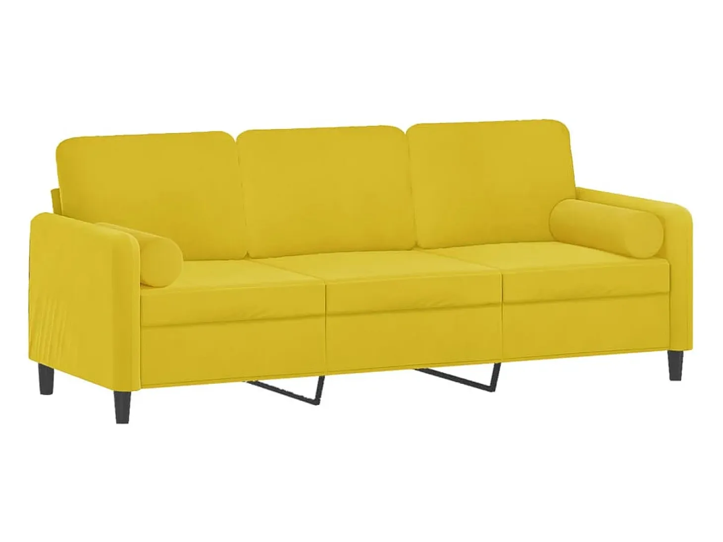 Sofá de 3 plazas con cojines terciopelo amarillo 180 cm