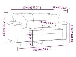 Sofá de 2 plazas con cojines tela microfibra gris claro 120 cm