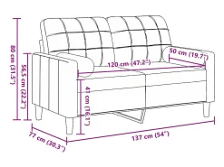 Sofá de 2 plazas con cojines terciopelo rosa 120 cm