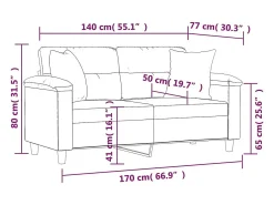 Sofá de 2 plazas con cojines cuero sintético color crema 140 cm