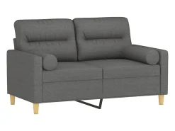 Sofá de 2 plazas con cojines tela gris oscuro 120 cm