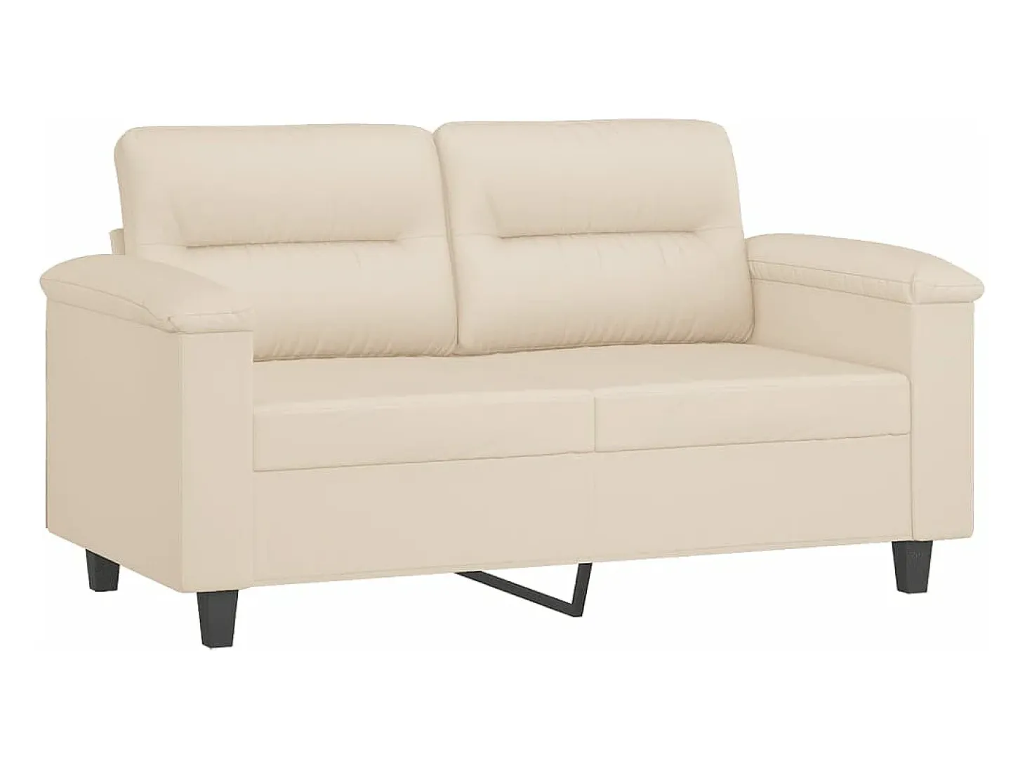 Sofá de 2 plazas con cojines tela de microfibra beige 120 cm