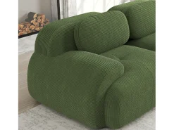 Sofá de 2 plazas con cojines - Sofá recto con reposabrazos curvos y cojines decorativos - pana verde
