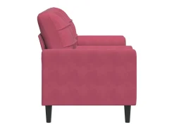 Sofá de 2 plazas con cojines terciopelo rojo tinto 140 cm