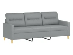 Sofá de 3 plazas con cojines tela gris claro 180 cm