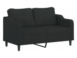 Sofá de 2 plazas con cojines tela negro 140 cm