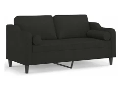 Sofá de 2 plazas con cojines tela negro 140 cm