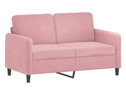 Sofá de 2 plazas con cojines terciopelo rosa 120 cm
