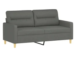 Sofá de 2 plazas con cojines tela gris oscuro 140 cm