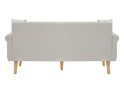 Sofá de 2 plazas con reposabrazos y cojines, chenilla beige, patas de madera - para salón y dormitorio