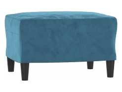 Sofá de 3 plazas con taburete de terciopelo azul 180 cm