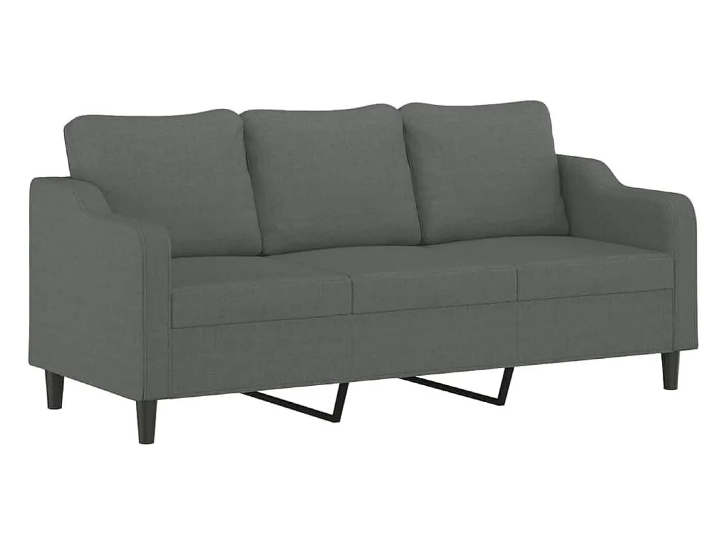 Sofá de 3 plazas con taburete de tela gris oscuro 180 cm