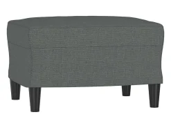 Sofá de 3 plazas con taburete de tela gris oscuro 180 cm