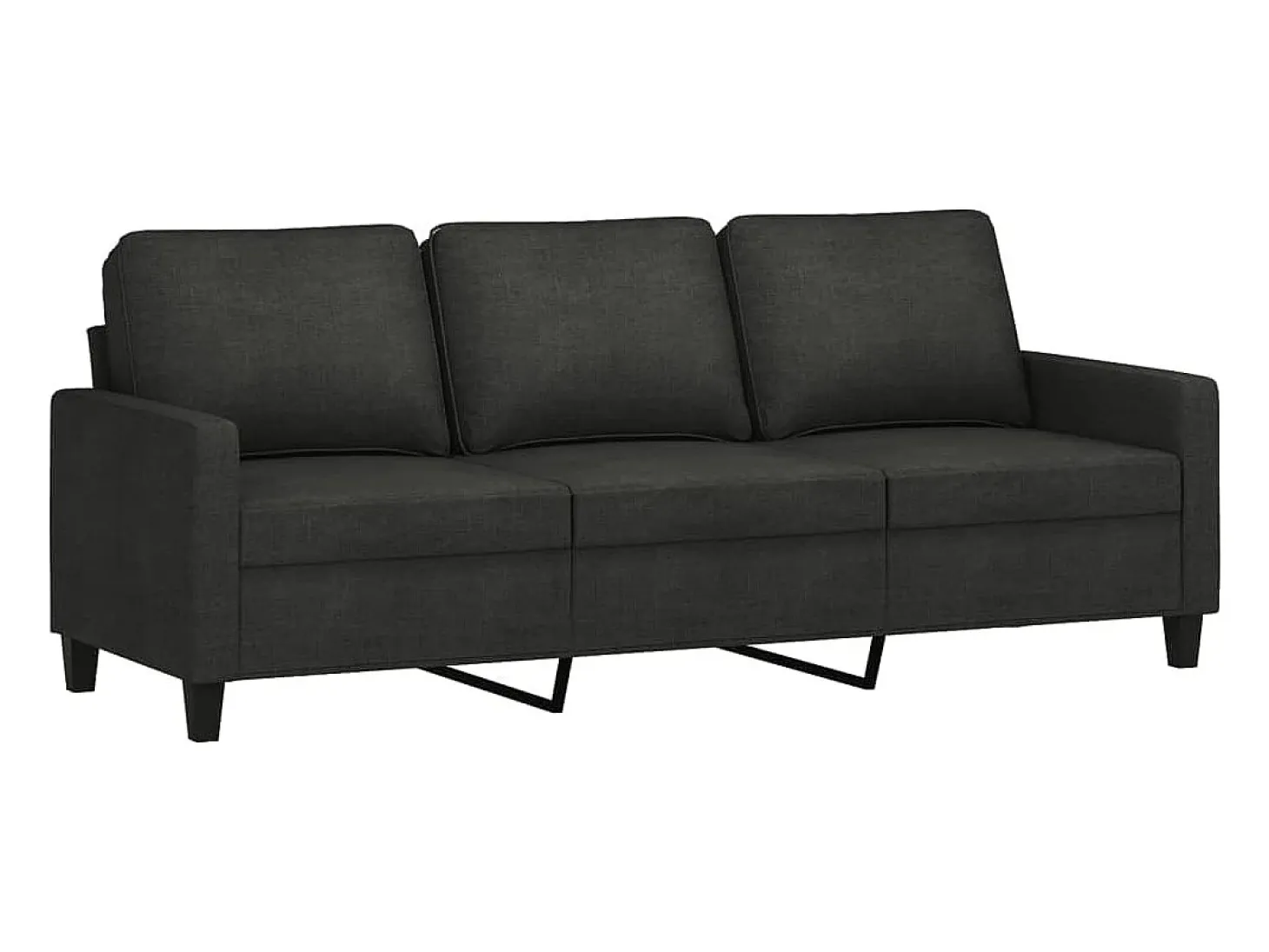 Sofá de 3 plazas con taburete de tela negro 180 cm