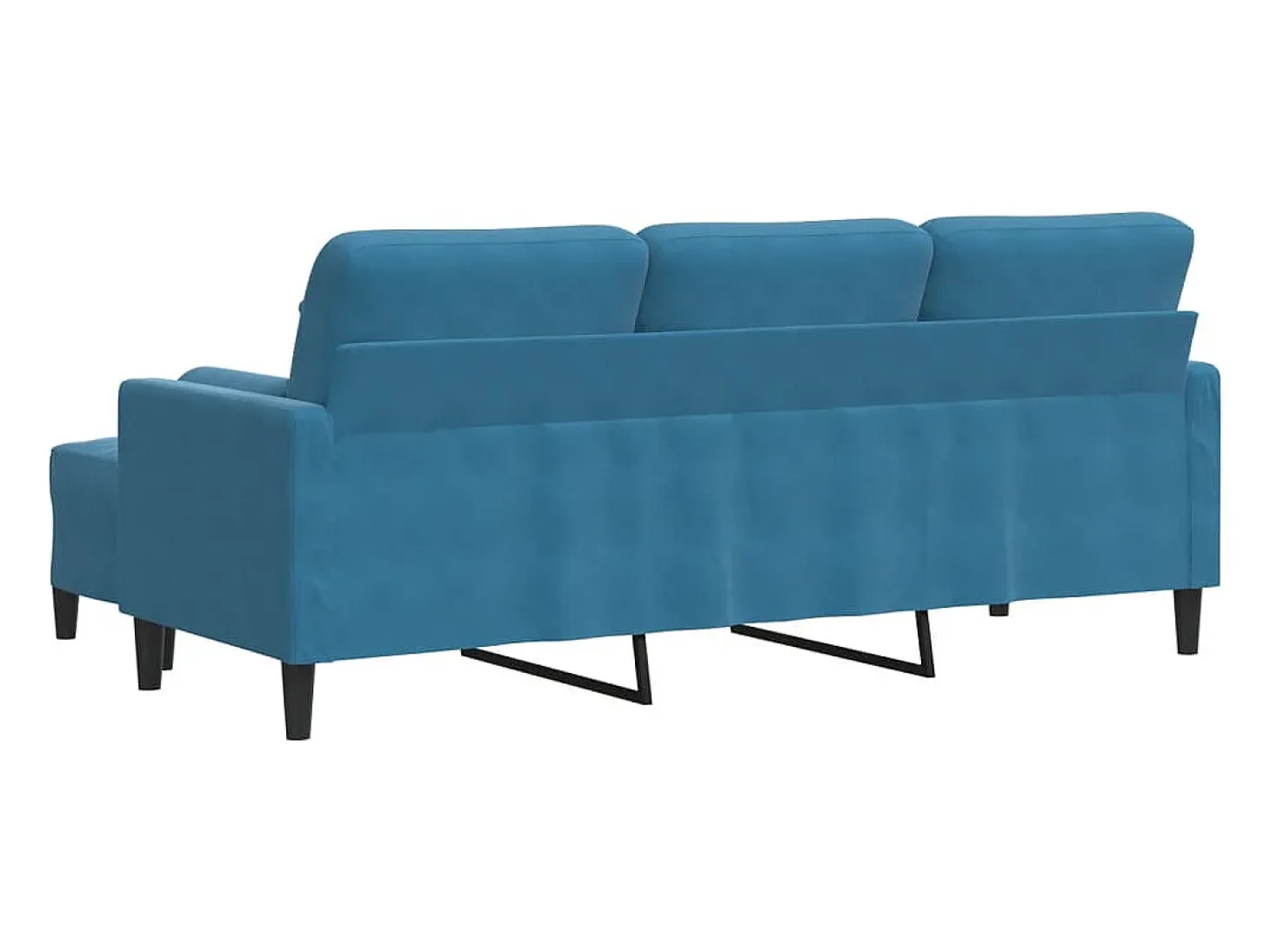 Sofá de 3 plazas con taburete de terciopelo azul 180 cm