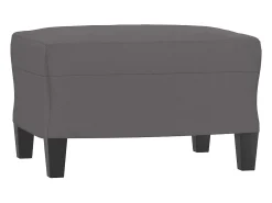 Sofá de 3 plazas con taburete cuero sintético gris 180 cm