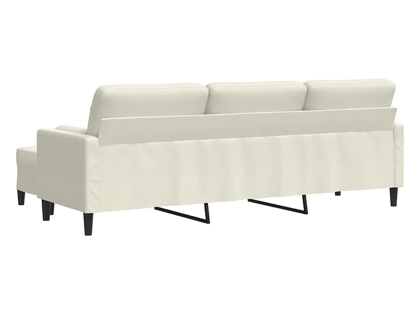 Sofá de 3 plazas con taburete de terciopelo crema 210 cm