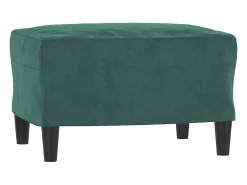 Sofá de 3 plazas con taburete de terciopelo verde oscuro 180 cm