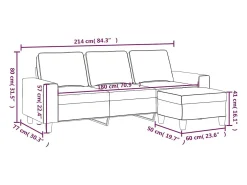 Sofá de 3 plazas con taburete de tela gris taupe 180 cm
