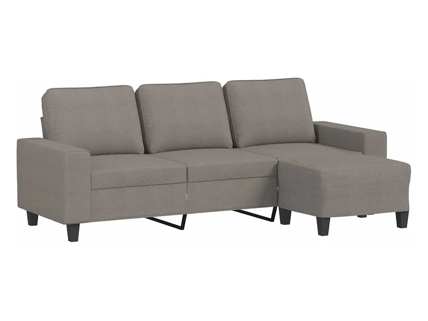 Sofá de 3 plazas con taburete de tela gris taupe 180 cm
