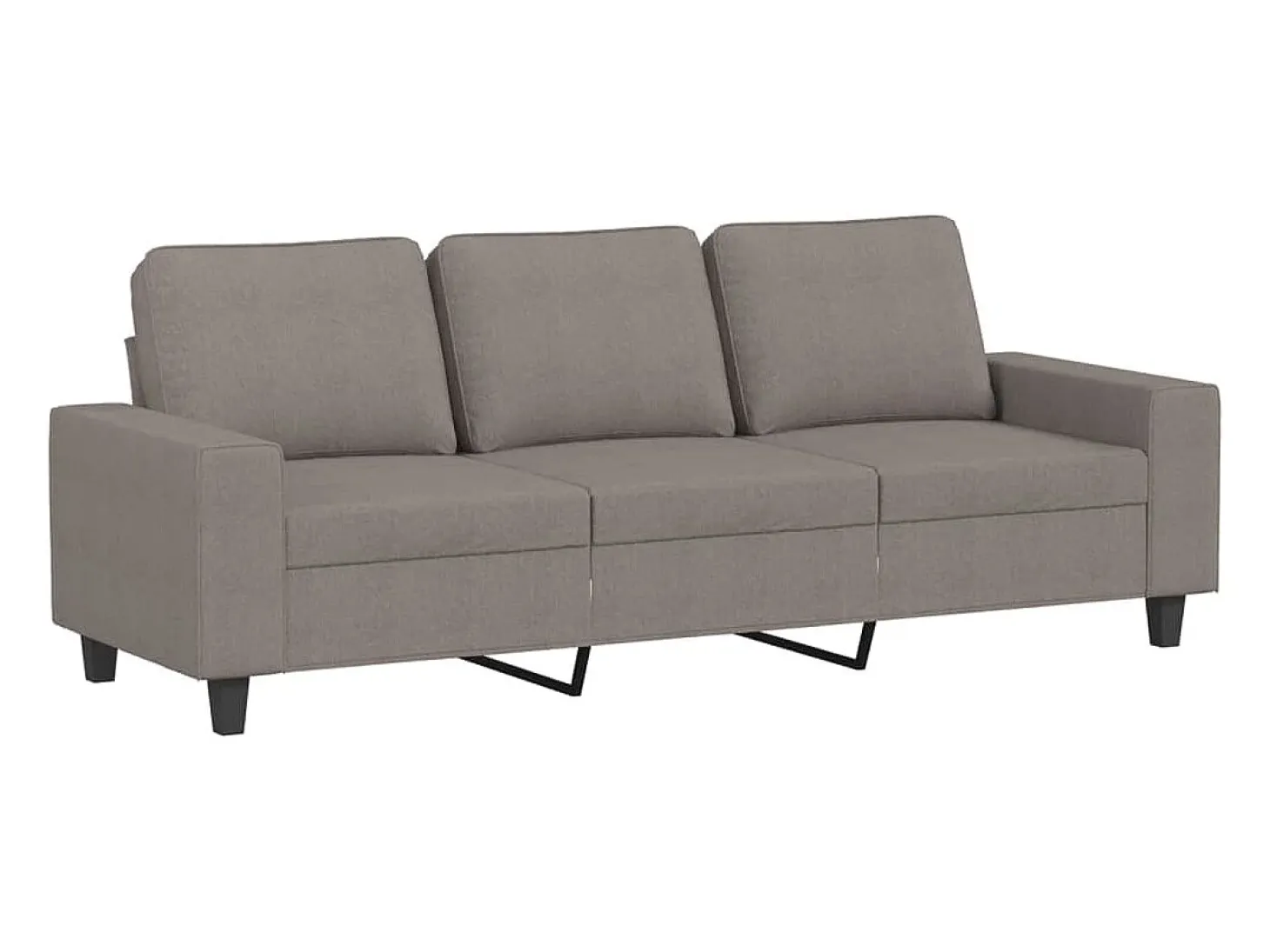 Sofá de 3 plazas con taburete de tela gris taupe 180 cm