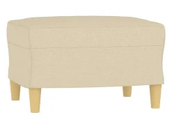 Sofá de 3 plazas con taburete de tela crema 180 cm